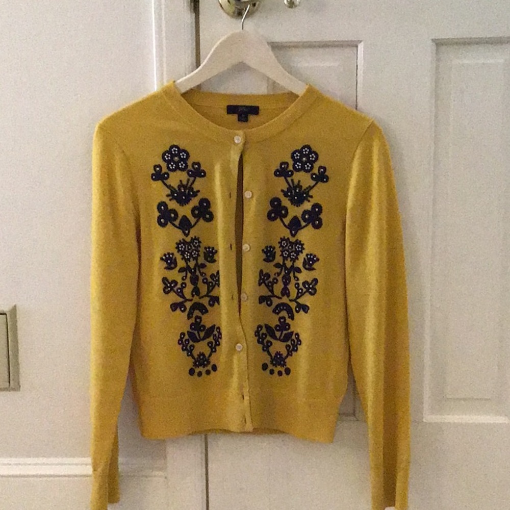NWOT J Crew yellow Jackie cardigan